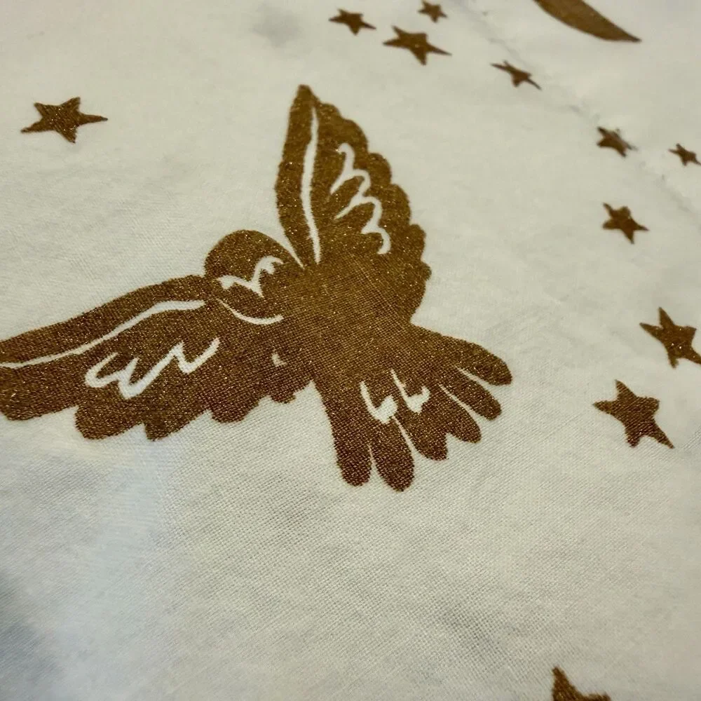 Pottery Barn White Bed Sheets with Gold Star & Moon Print